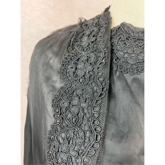 Antique 1900s Vintage Edwardian Style WW1 Era Black Lace Blouse - Picture 14 of 16